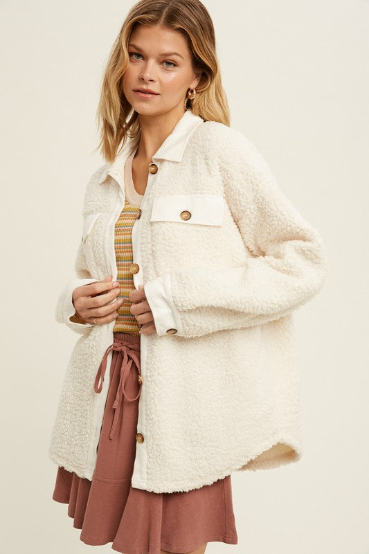 Teddybear Shacket in Cream