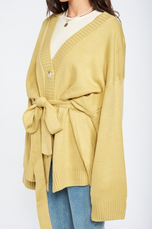 OVERSIZED CARDIGAN WITH WAIST TIE