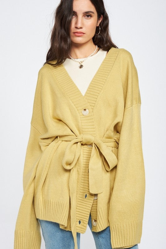OVERSIZED CARDIGAN WITH WAIST TIE