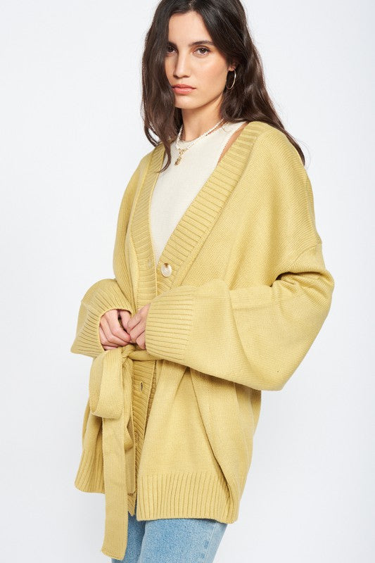 OVERSIZED CARDIGAN WITH WAIST TIE