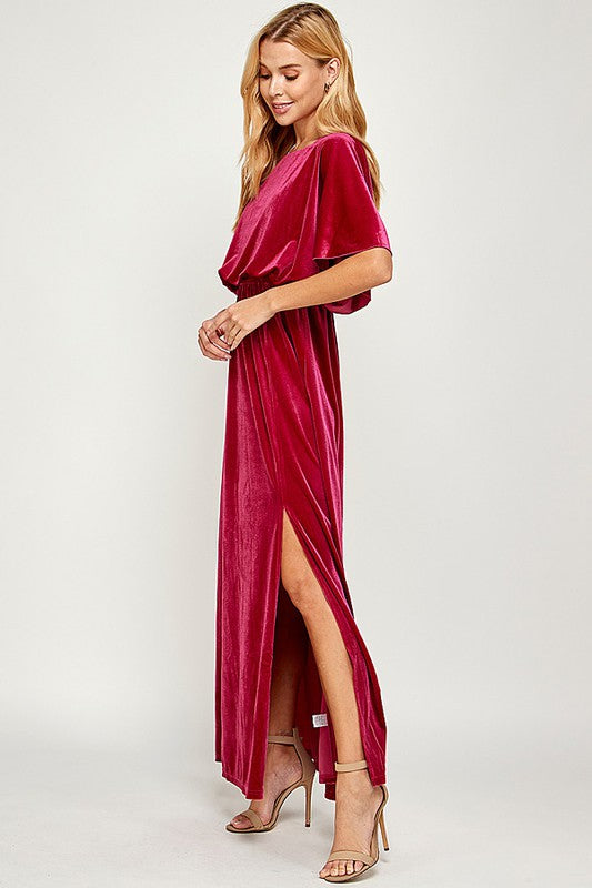 Hot Pink Velvet Dress