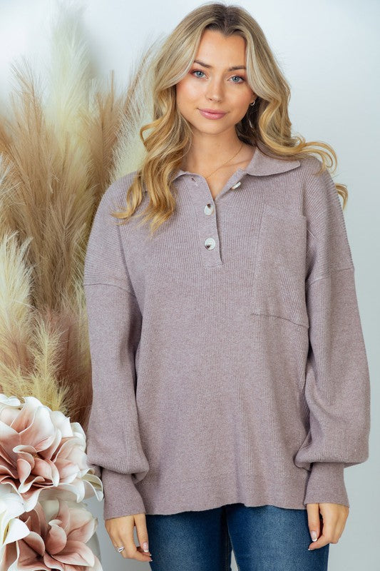 PLUS SIZE Long Sleeve Solid Knit Top
