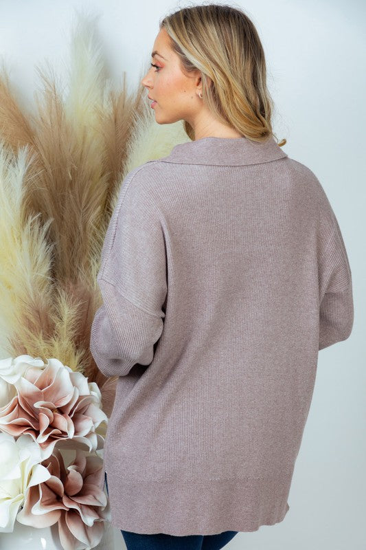 PLUS SIZE Long Sleeve Solid Knit Top