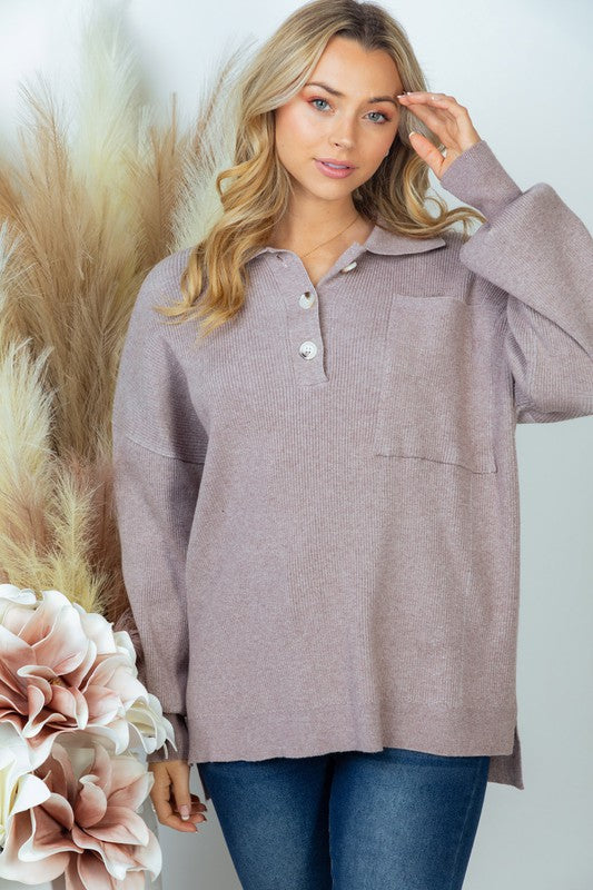 PLUS SIZE Long Sleeve Solid Knit Top