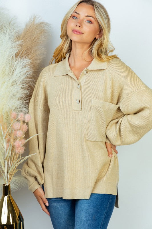 PLUS SIZE Long Sleeve Solid Knit Top