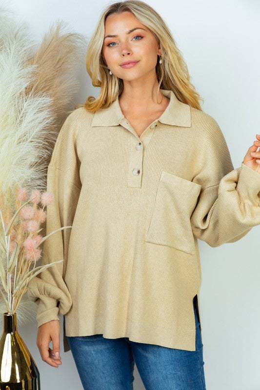 PLUS SIZE Long Sleeve Solid Knit Top