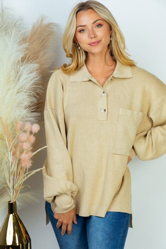 PLUS SIZE Long Sleeve Solid Knit Top