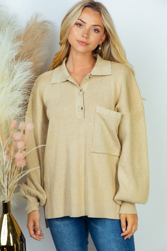 PLUS SIZE Long Sleeve Solid Knit Top