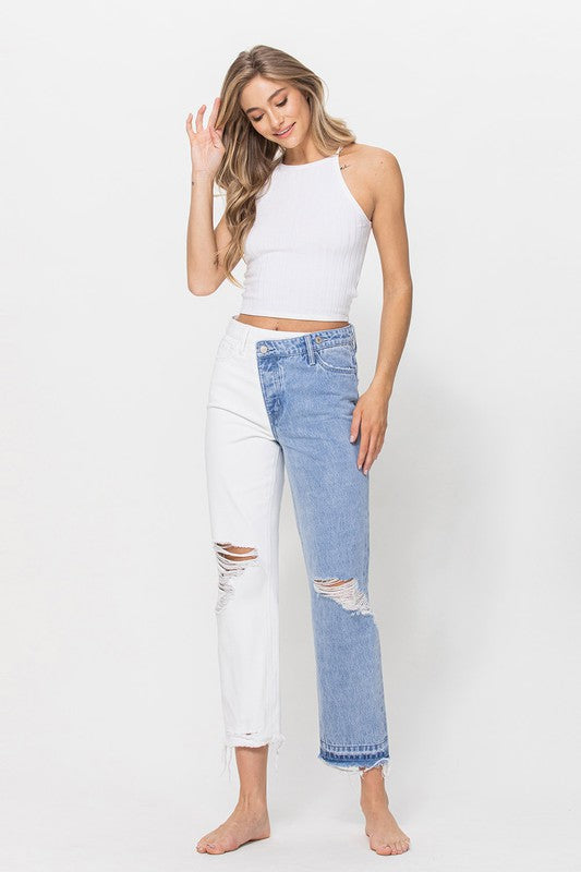 High Rise Crop Straight w/ Criss Cross WB Split 2T