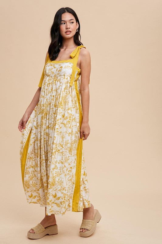 Golden Floral Jumper Dress