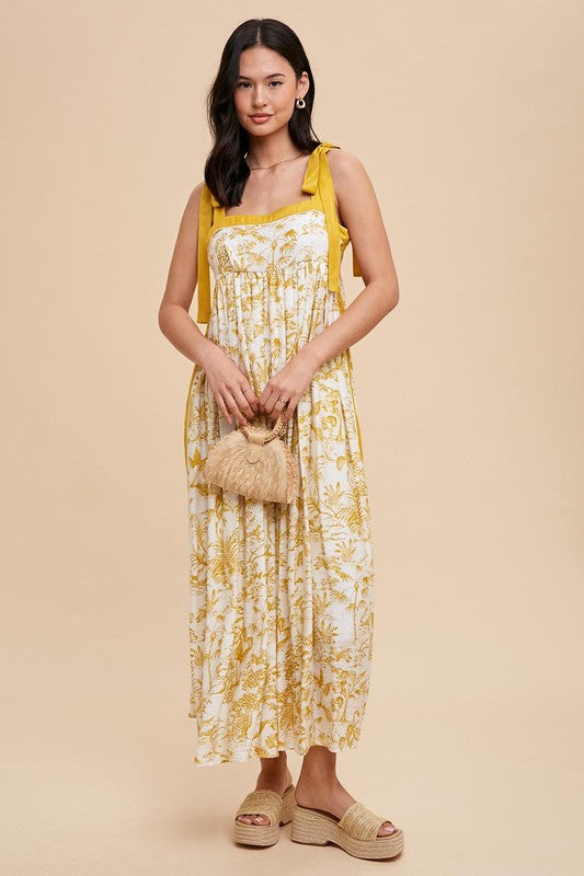 Golden Floral Jumper Dress