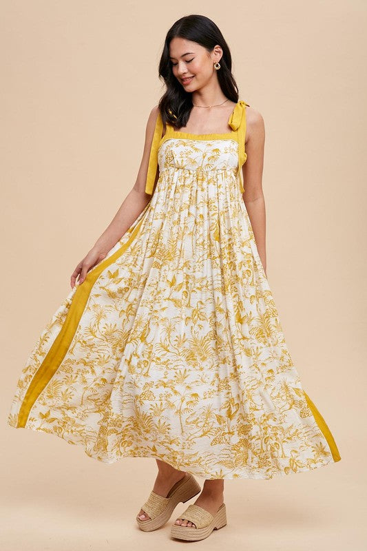 Golden Floral Jumper Dress