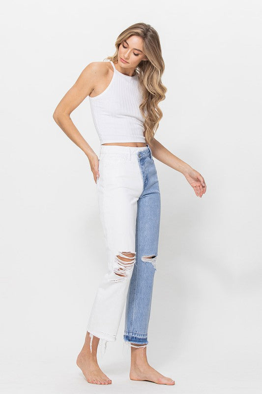 High Rise Crop Straight w/ Criss Cross WB Split 2T