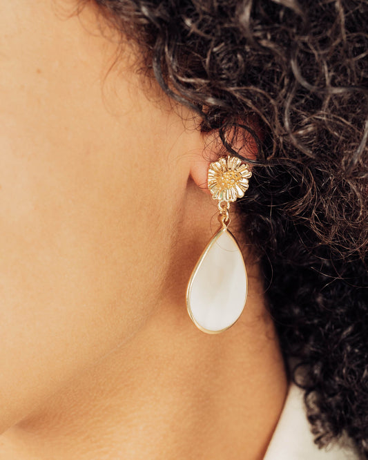Flower Teardrop Dangle Earrings