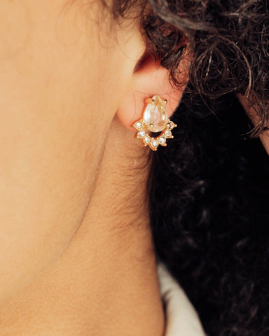 Clear and Diamond Stud Earrings