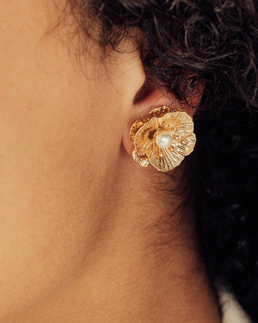 Gold Flower Stud Earring