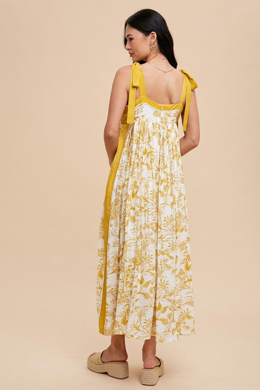 Golden Floral Jumper Dress