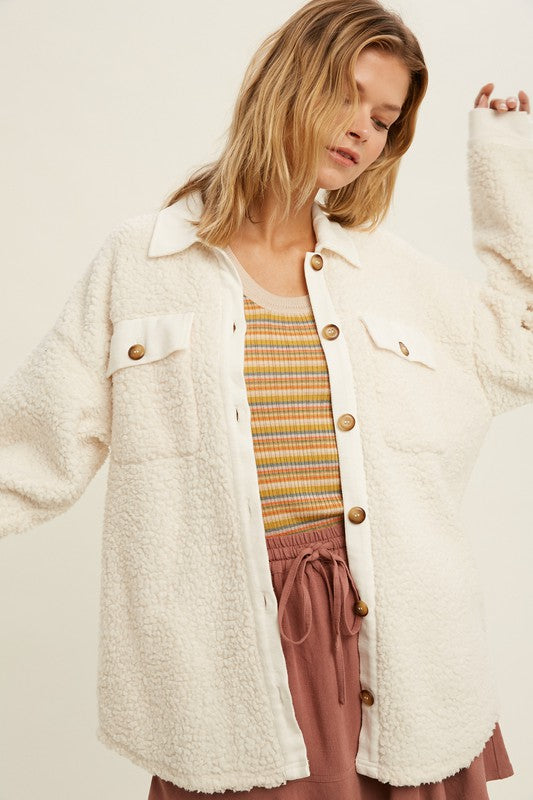 Teddybear Shacket in Cream