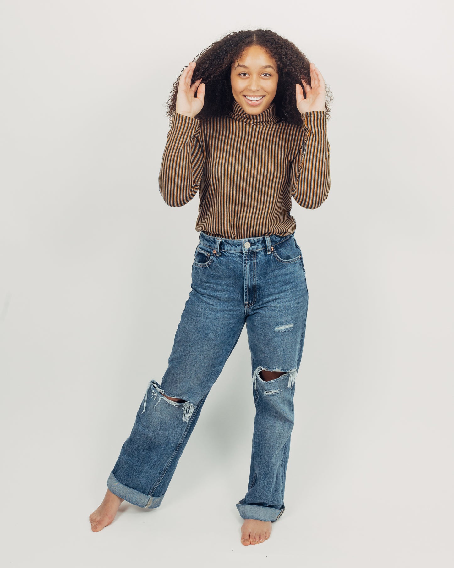 Striped Turtleneck || Mustard