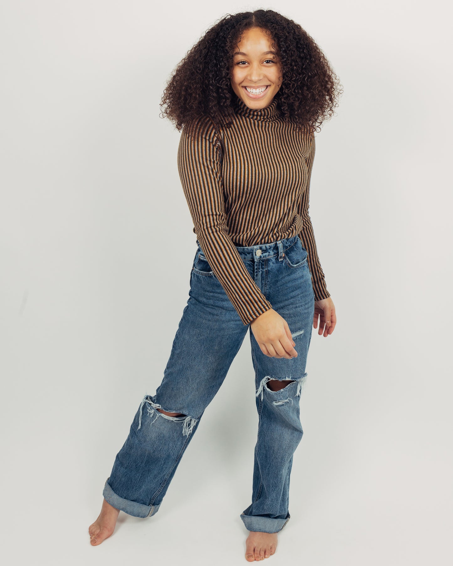 Striped Turtleneck || Mustard