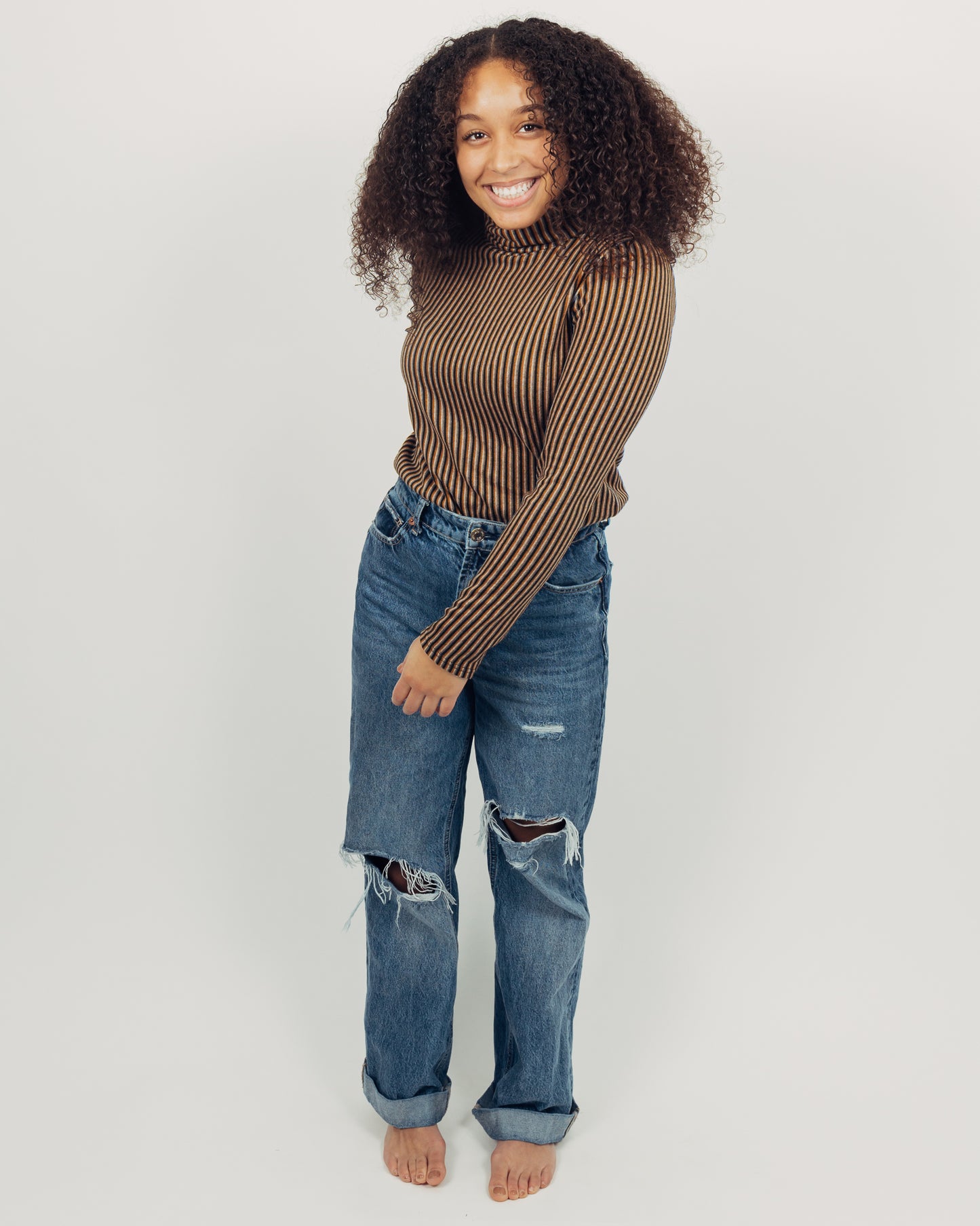 Striped Turtleneck || Mustard