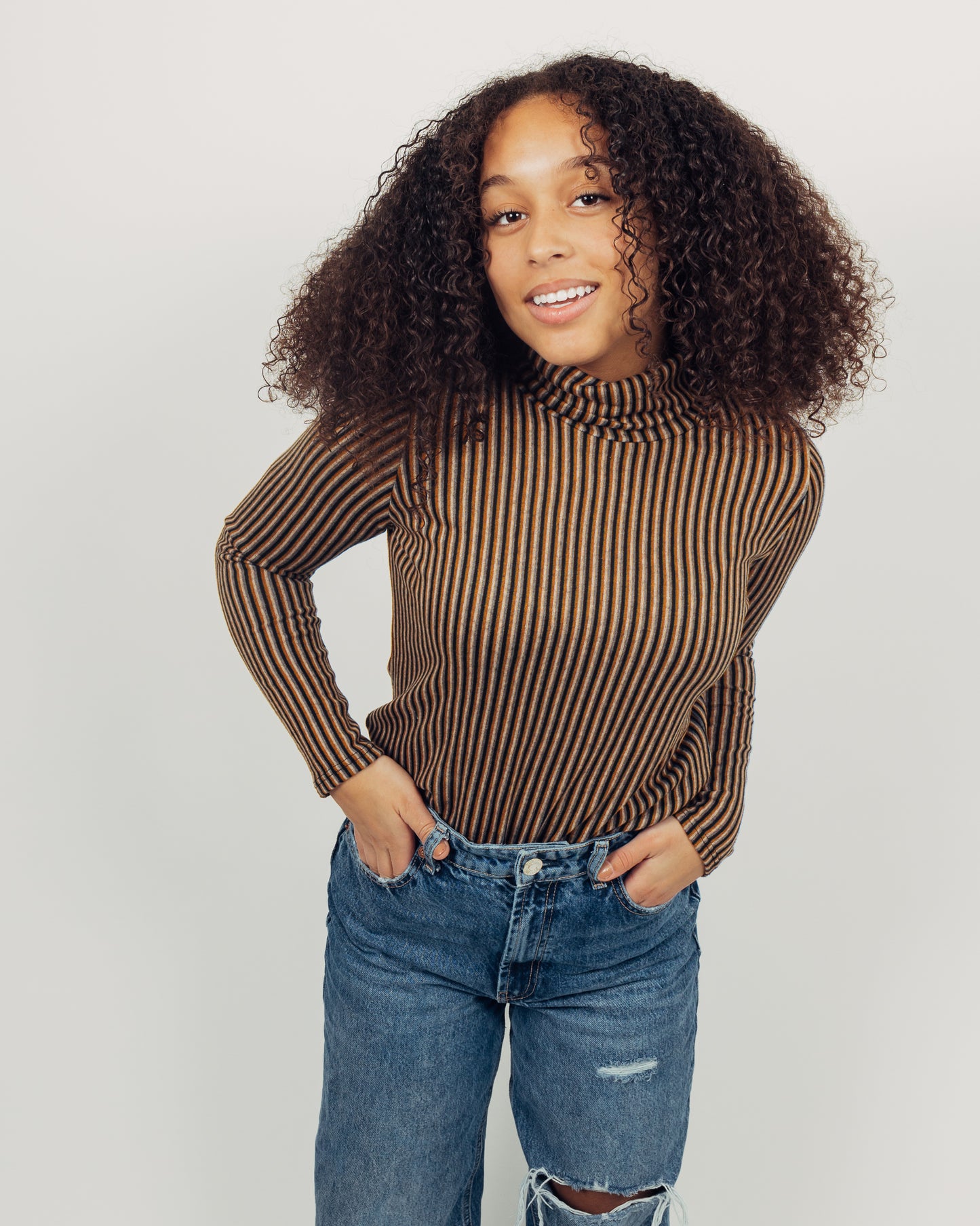 Striped Turtleneck || Mustard