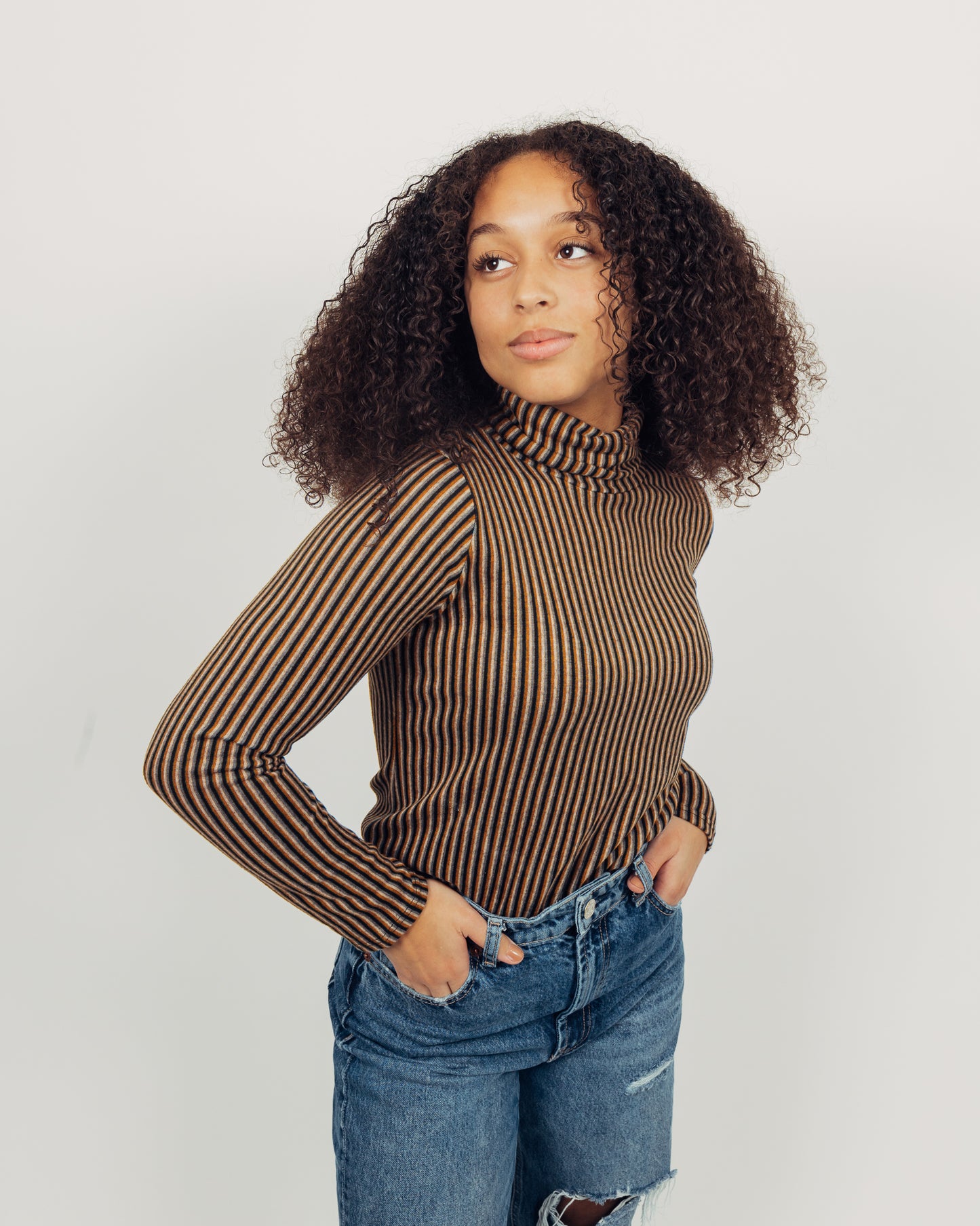 Striped Turtleneck || Mustard
