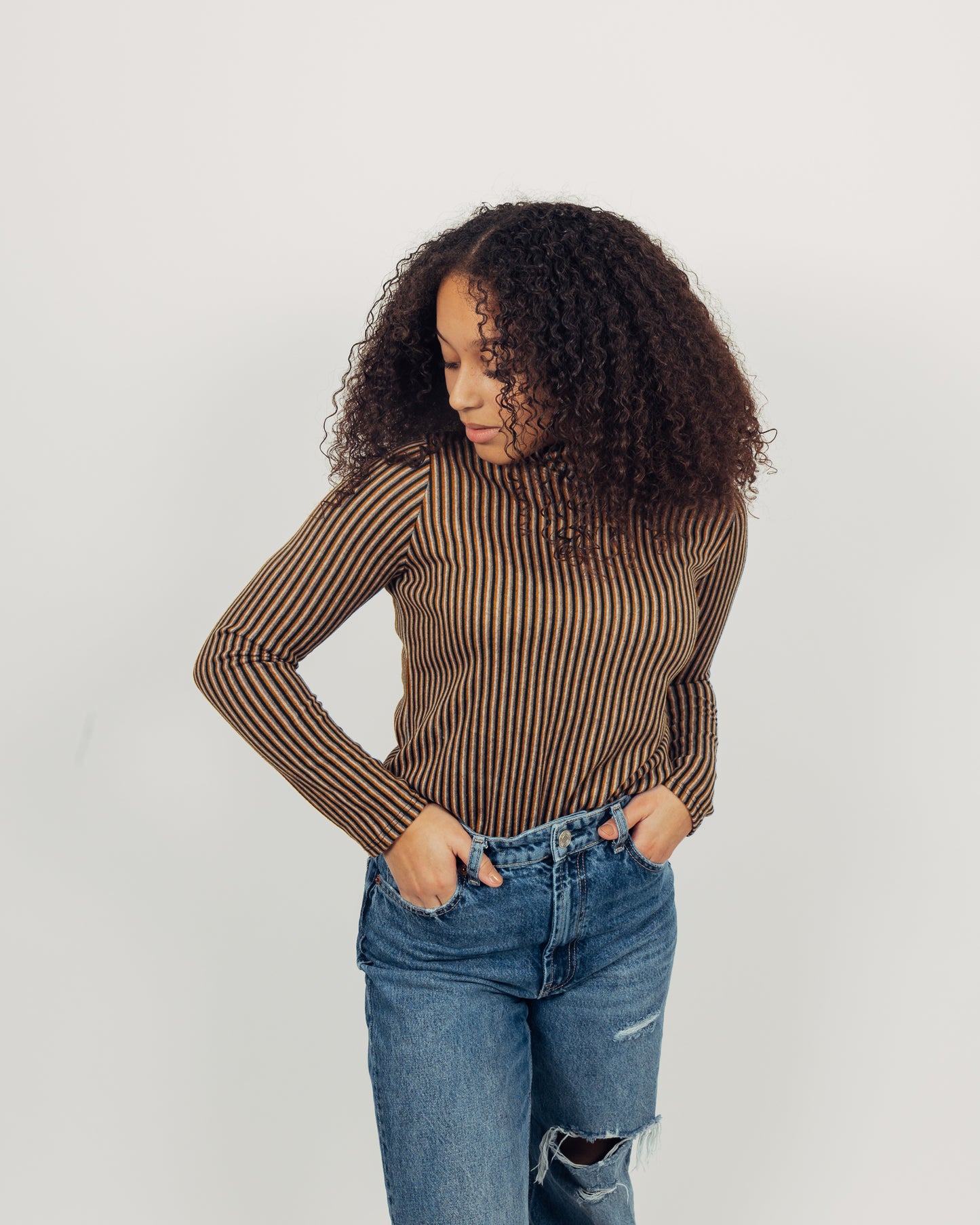 Striped Turtleneck || Mustard