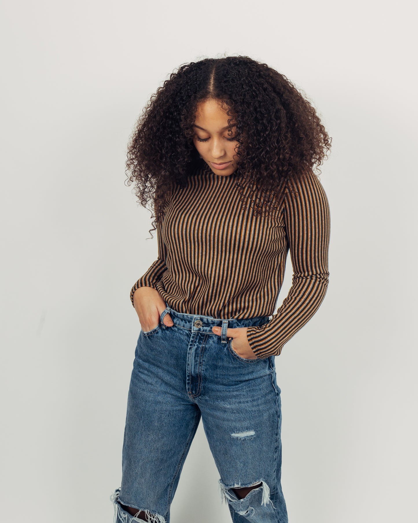 Striped Turtleneck || Mustard