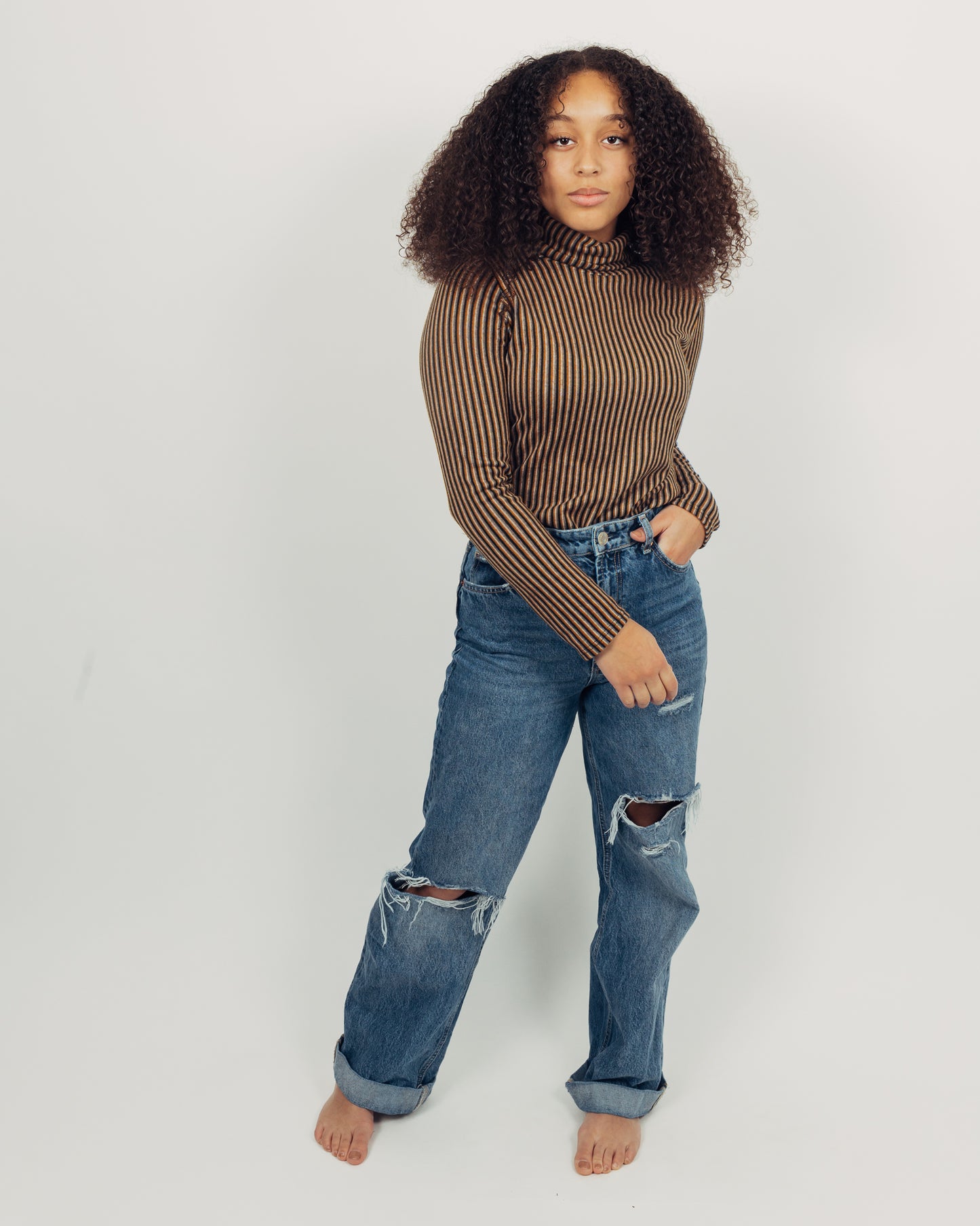 Striped Turtleneck || Mustard