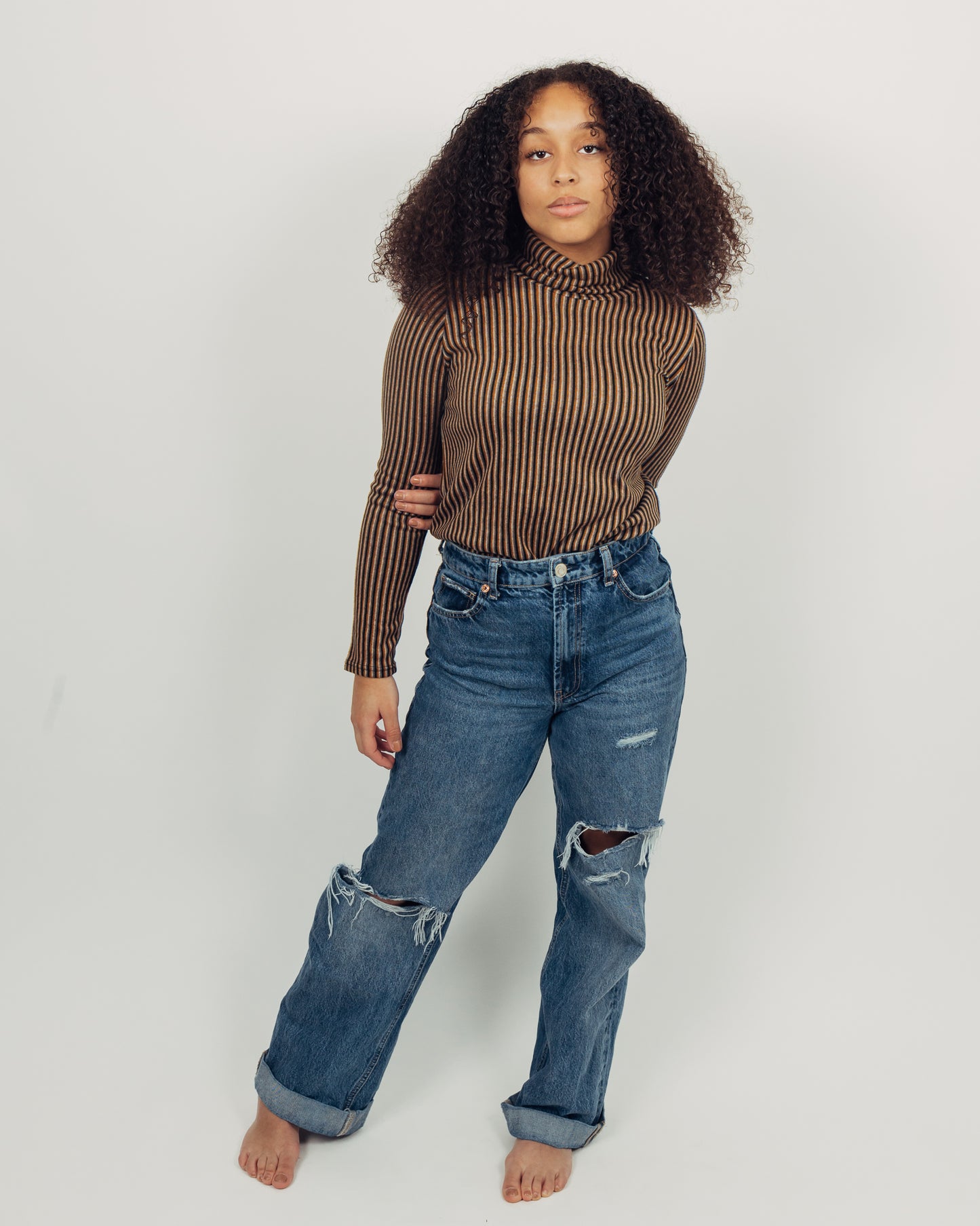 Striped Turtleneck || Mustard