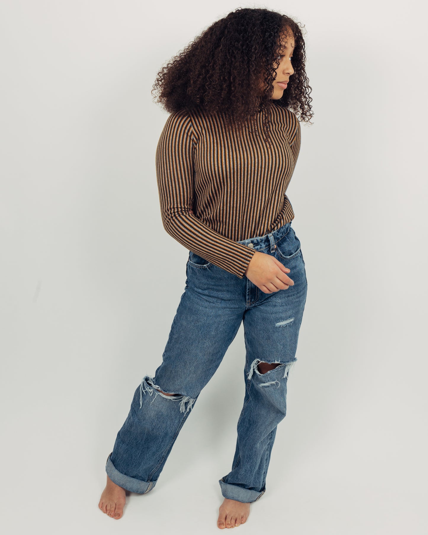 Striped Turtleneck || Mustard