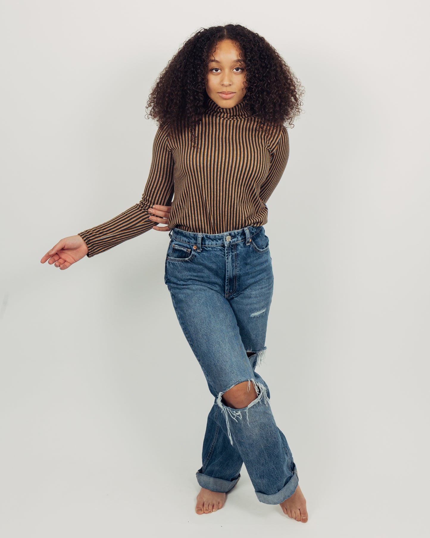 Striped Turtleneck || Mustard