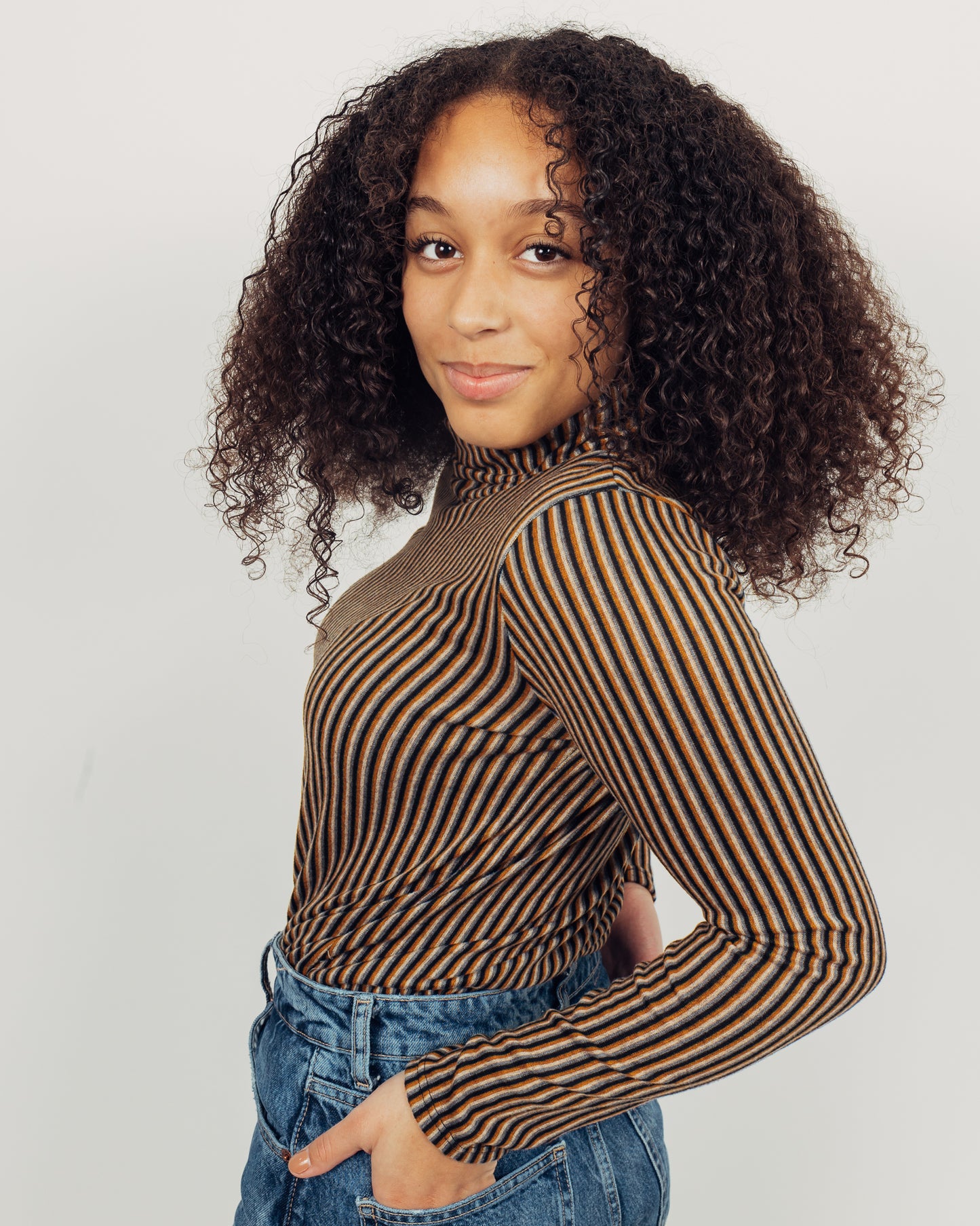 Striped Turtleneck || Mustard