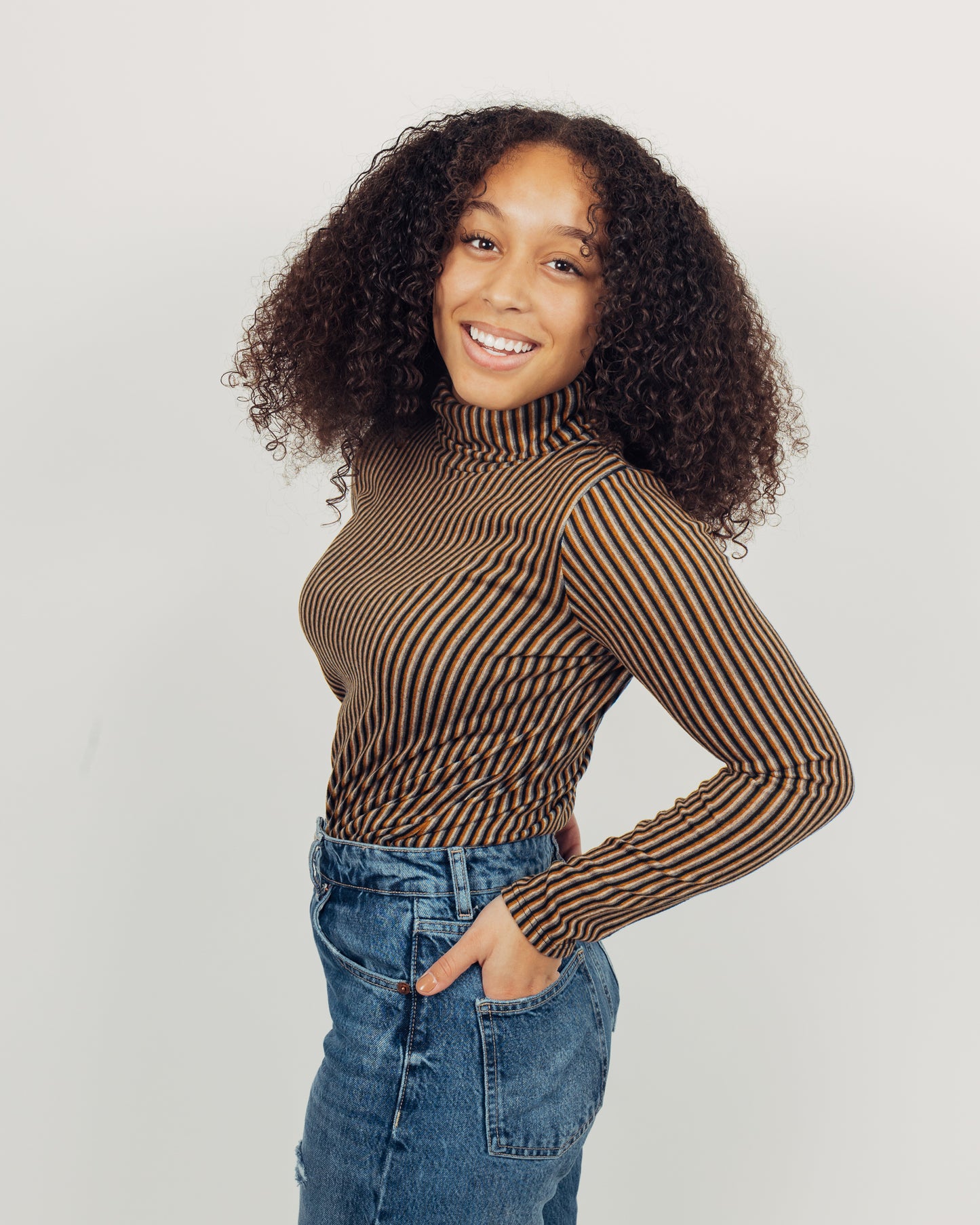 Striped Turtleneck || Mustard
