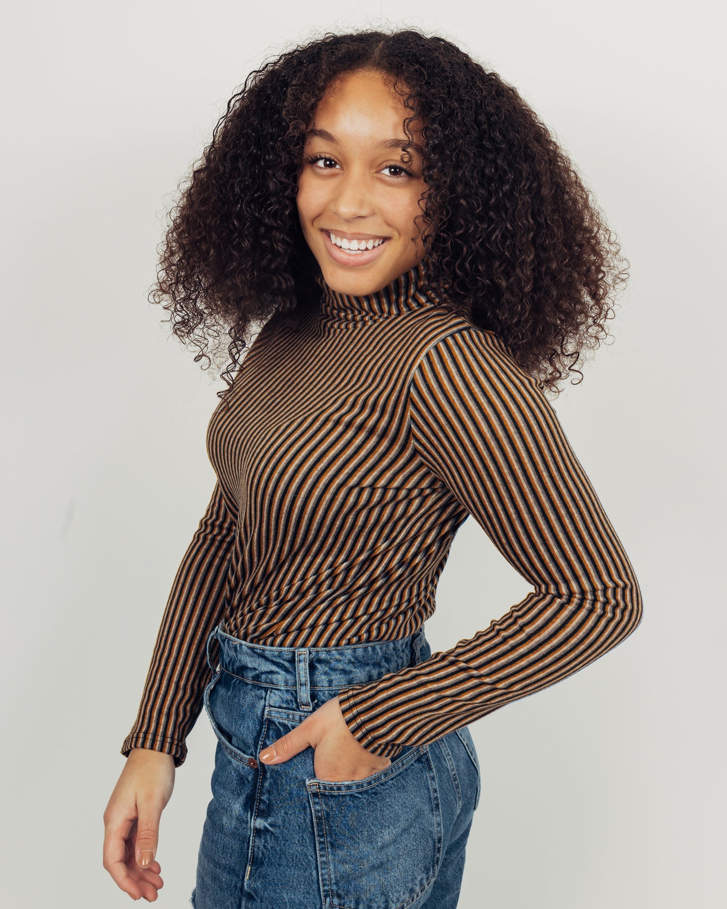 Striped Turtleneck || Mustard