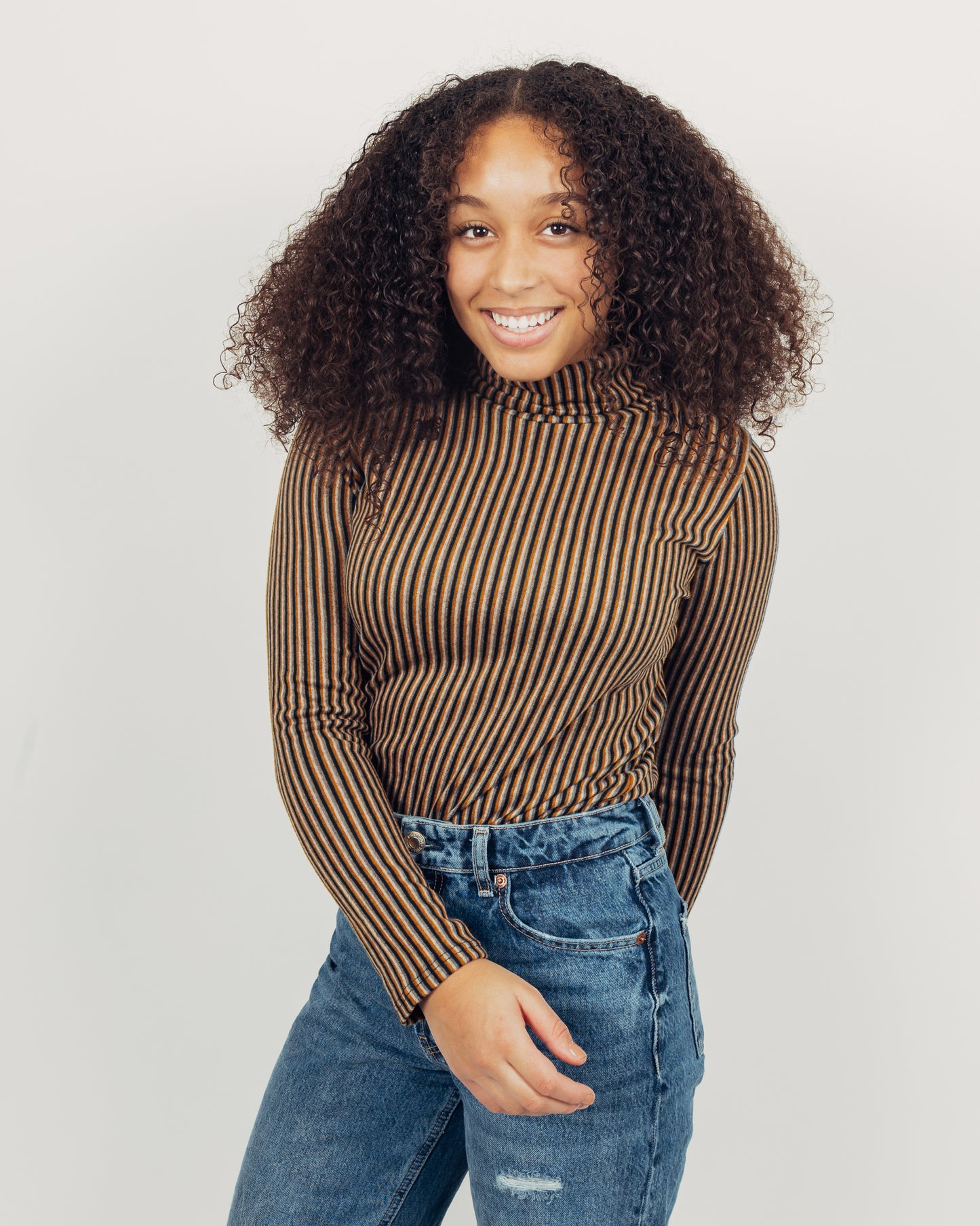 Striped Turtleneck || Mustard