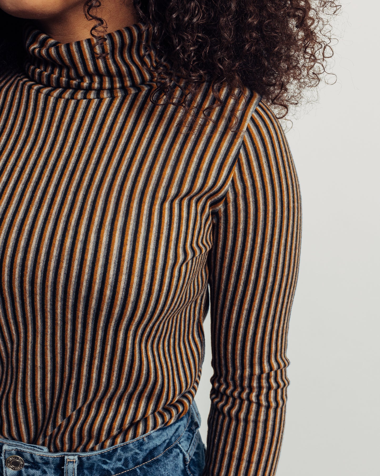 Striped Turtleneck || Mustard