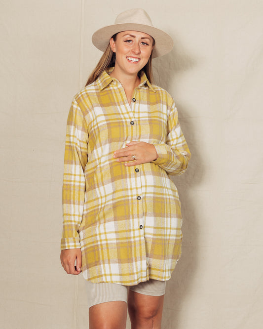 Perri Flannel Shacket || Yellow