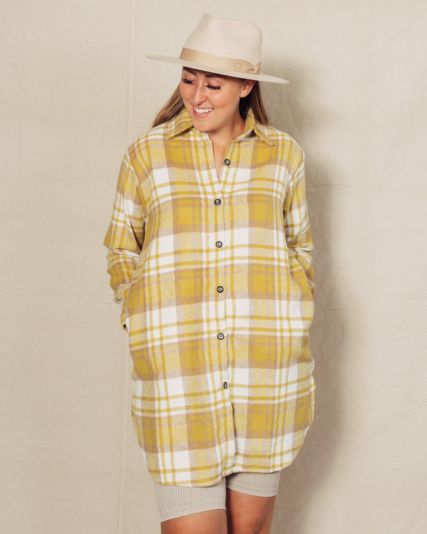 Perri Flannel Shacket || Yellow