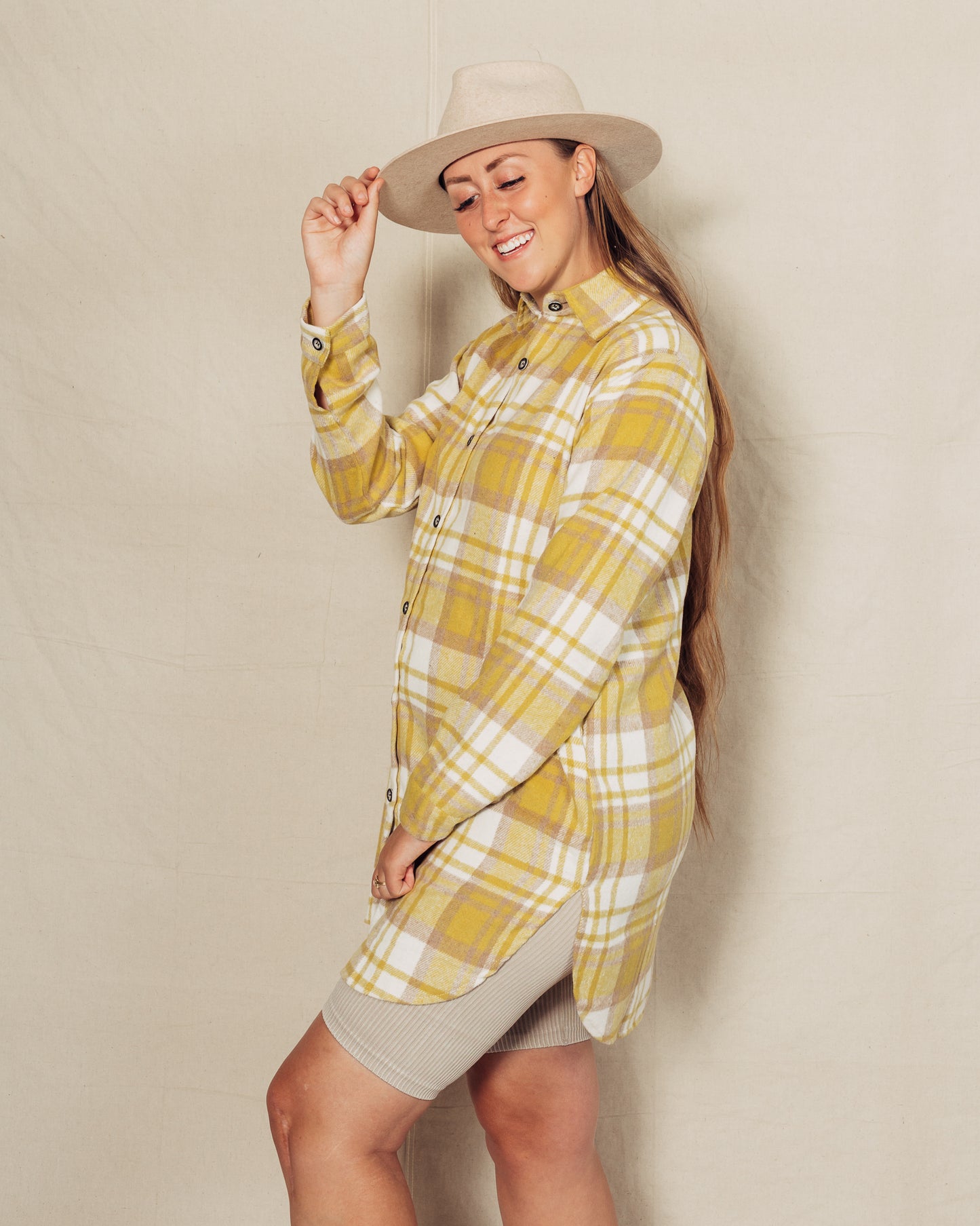 Perri Flannel Shacket || Yellow