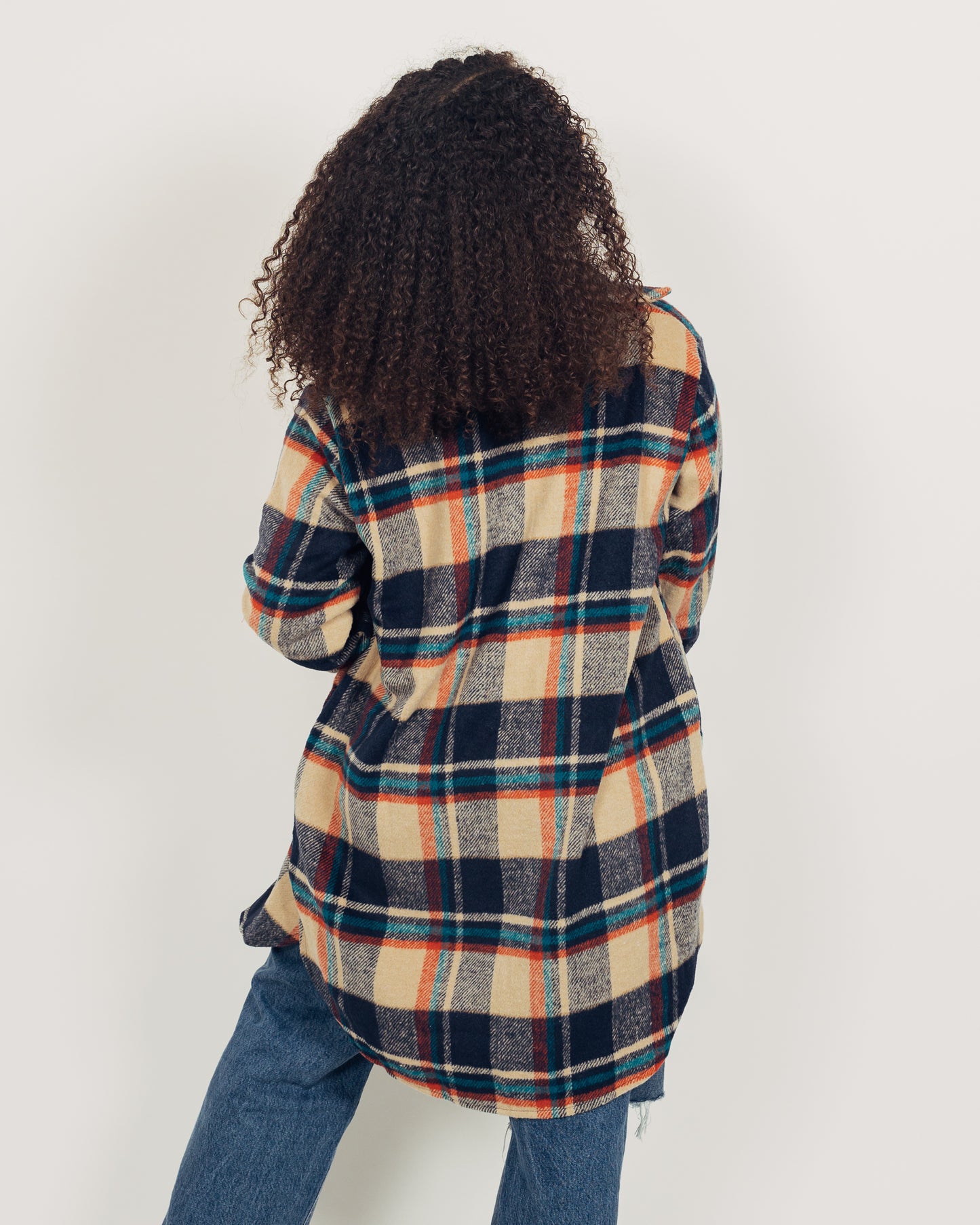 Perri Flannel Shacket || Navy + Tan