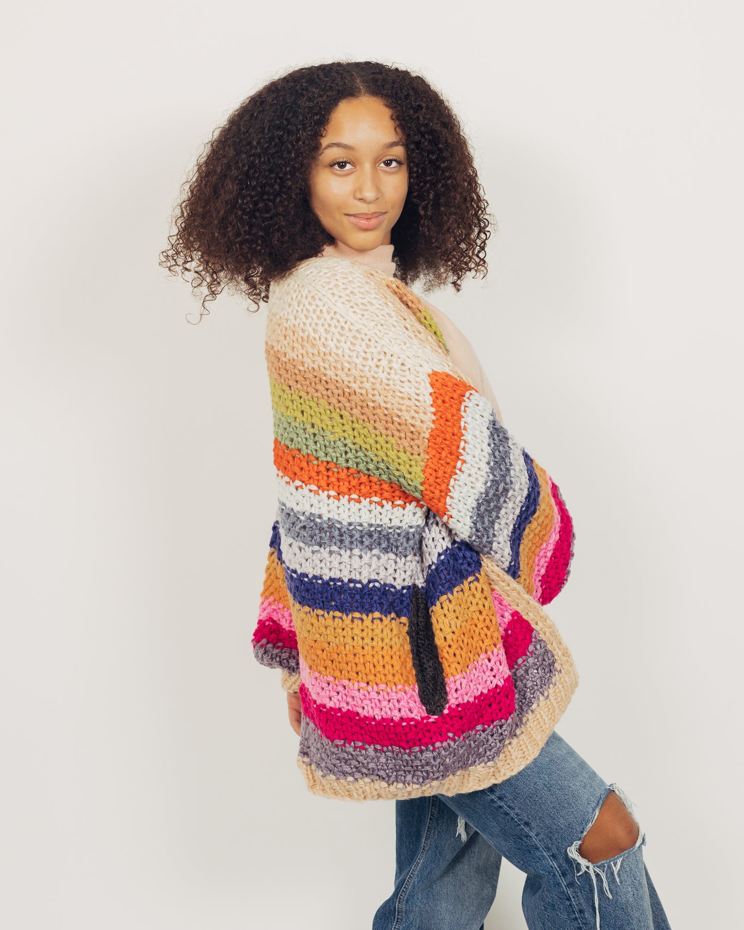 Colorful Cardigan || Tan