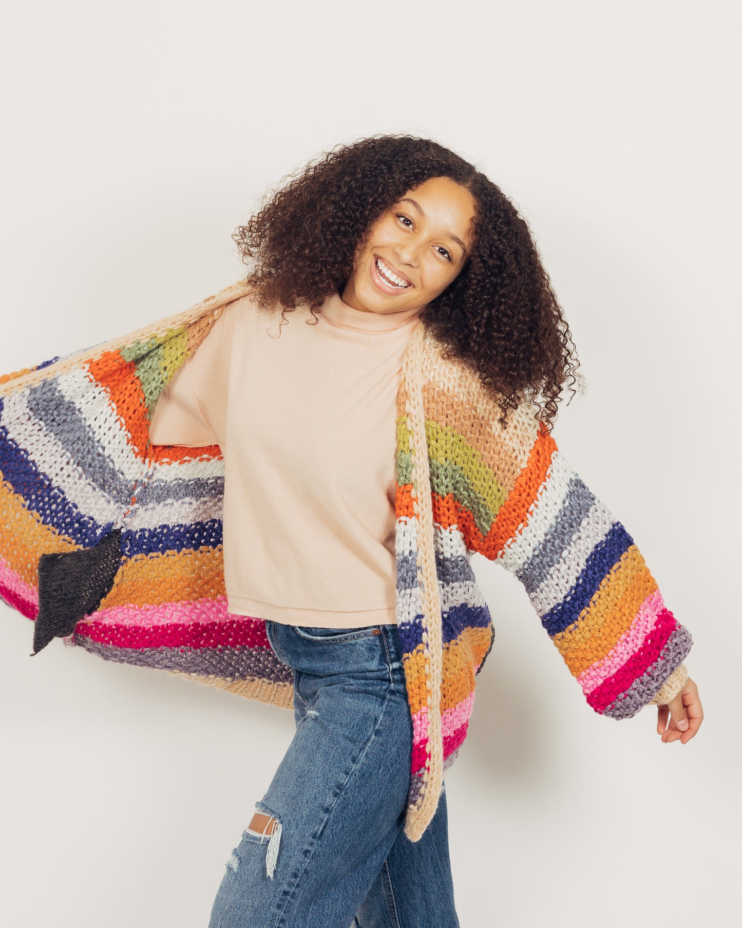 Colorful Cardigan || Tan
