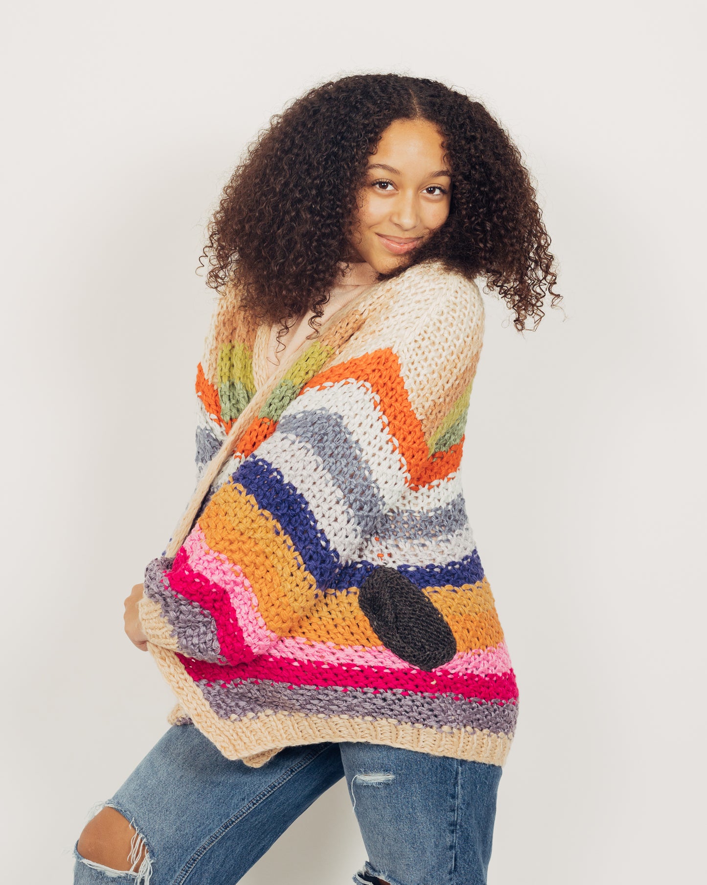 Colorful Cardigan || Tan
