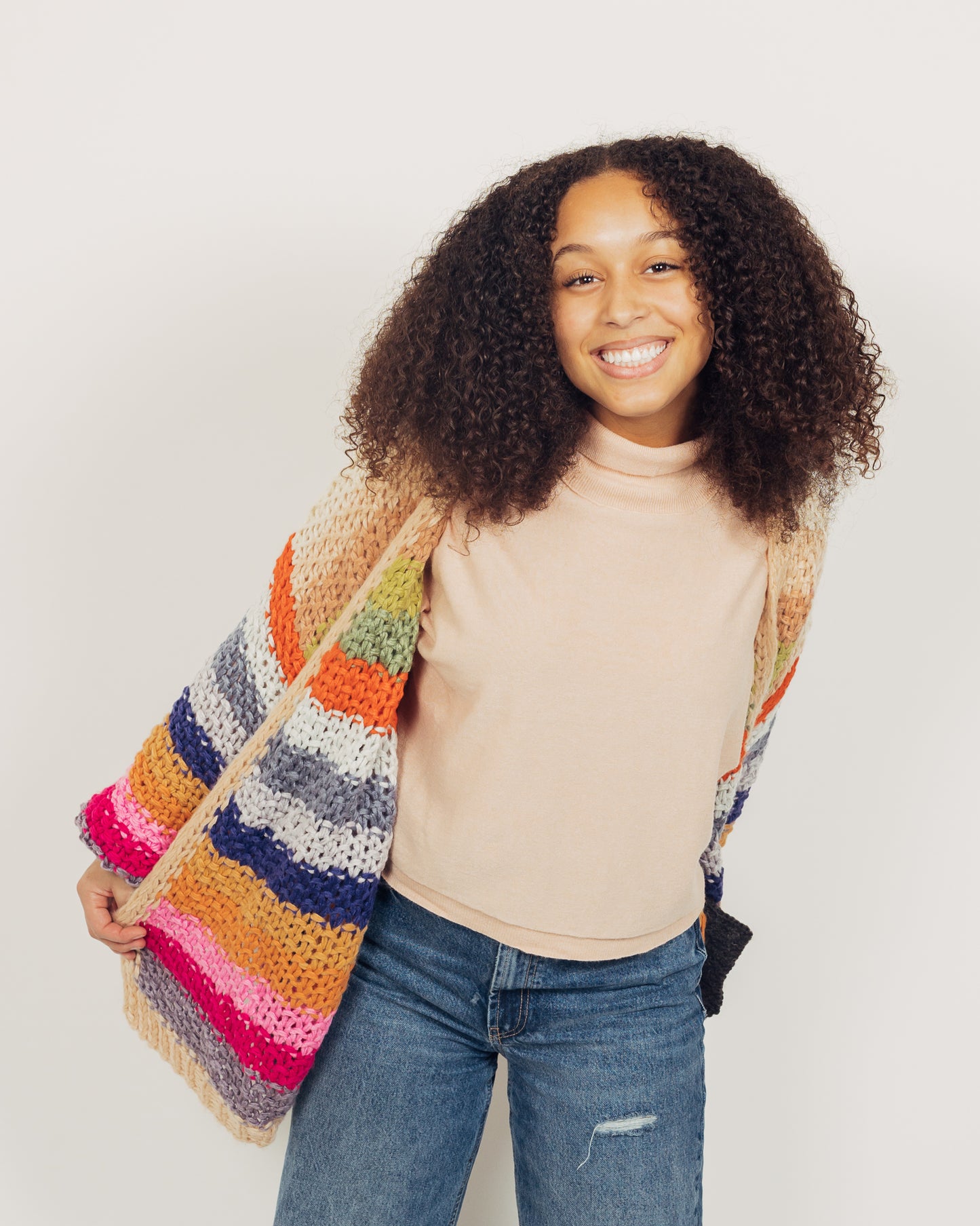 Colorful Cardigan || Tan