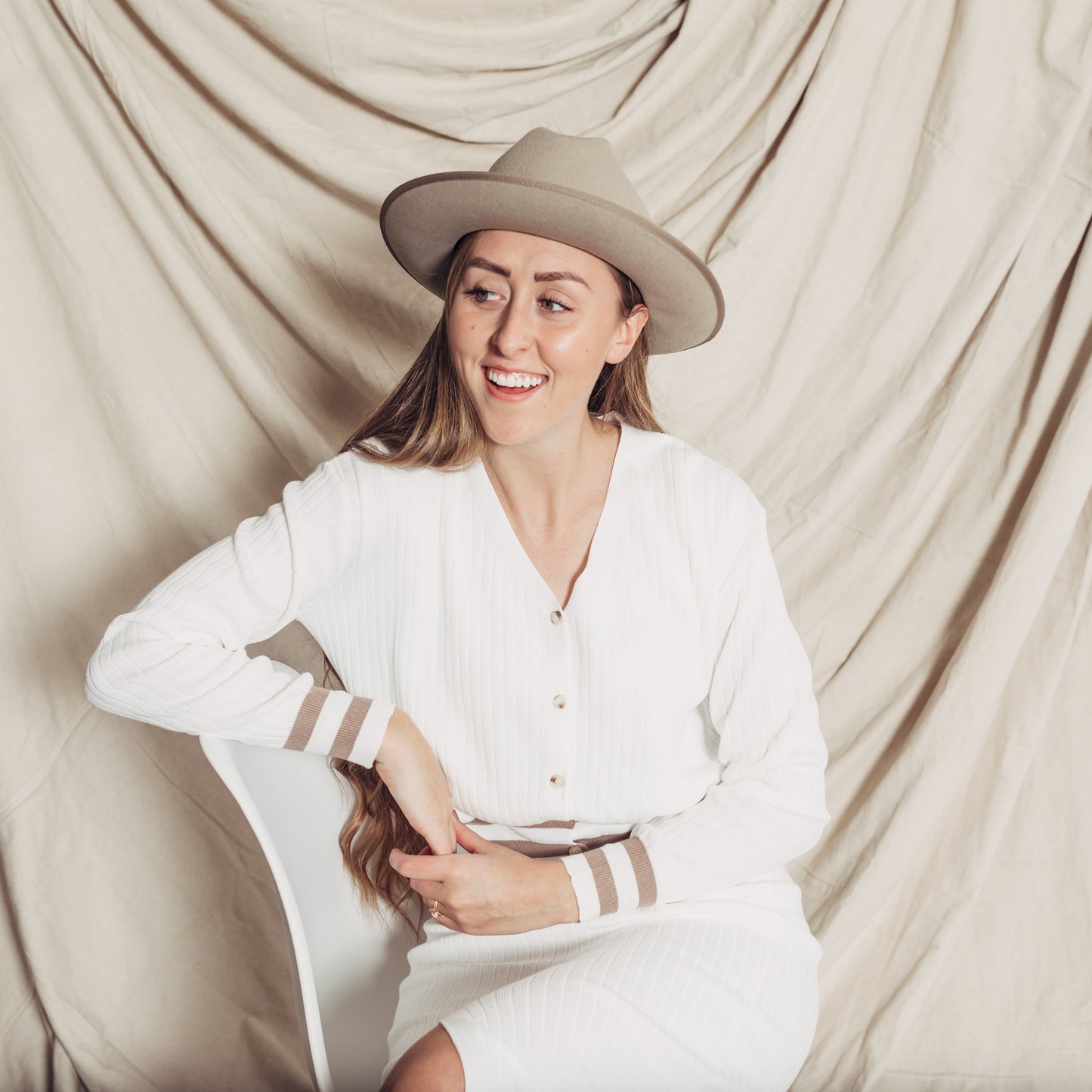 Clara Skirt + Cardigan Set || White