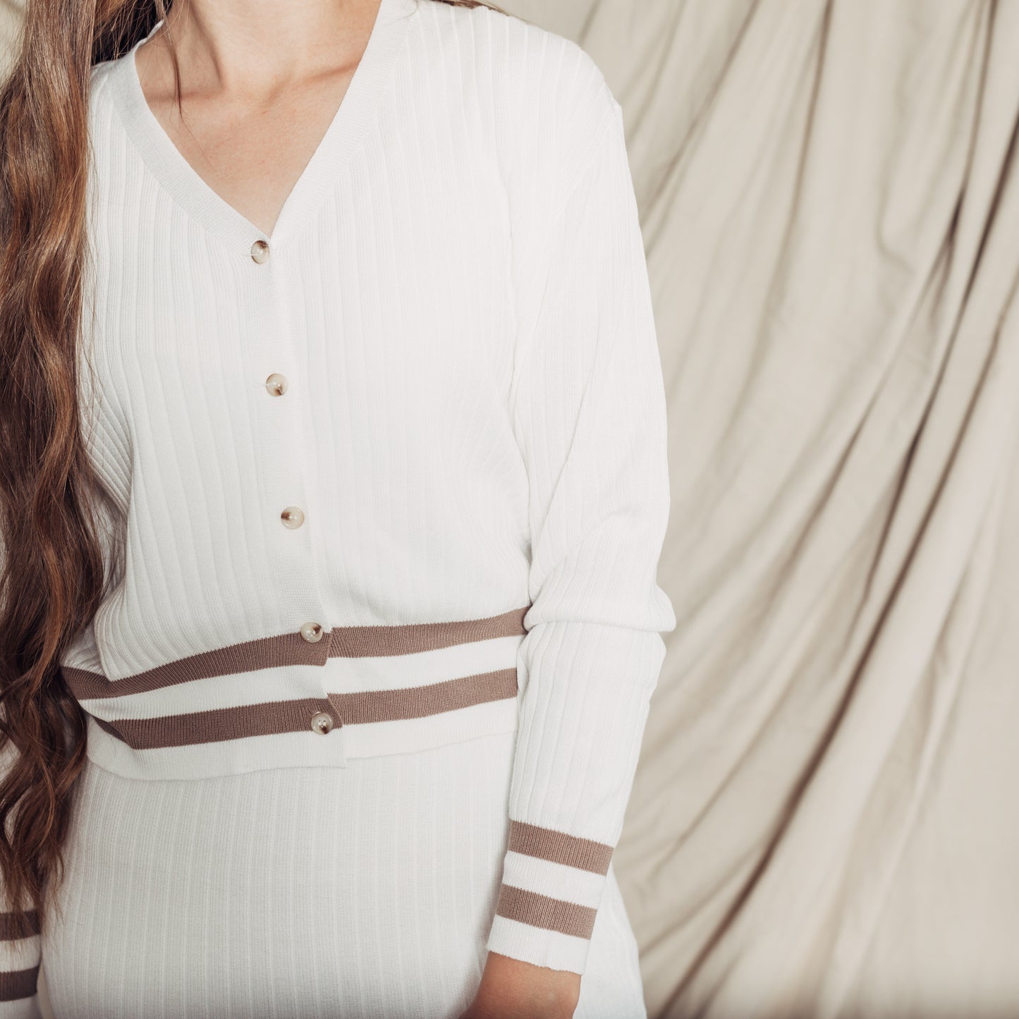 Clara Skirt + Cardigan Set || White