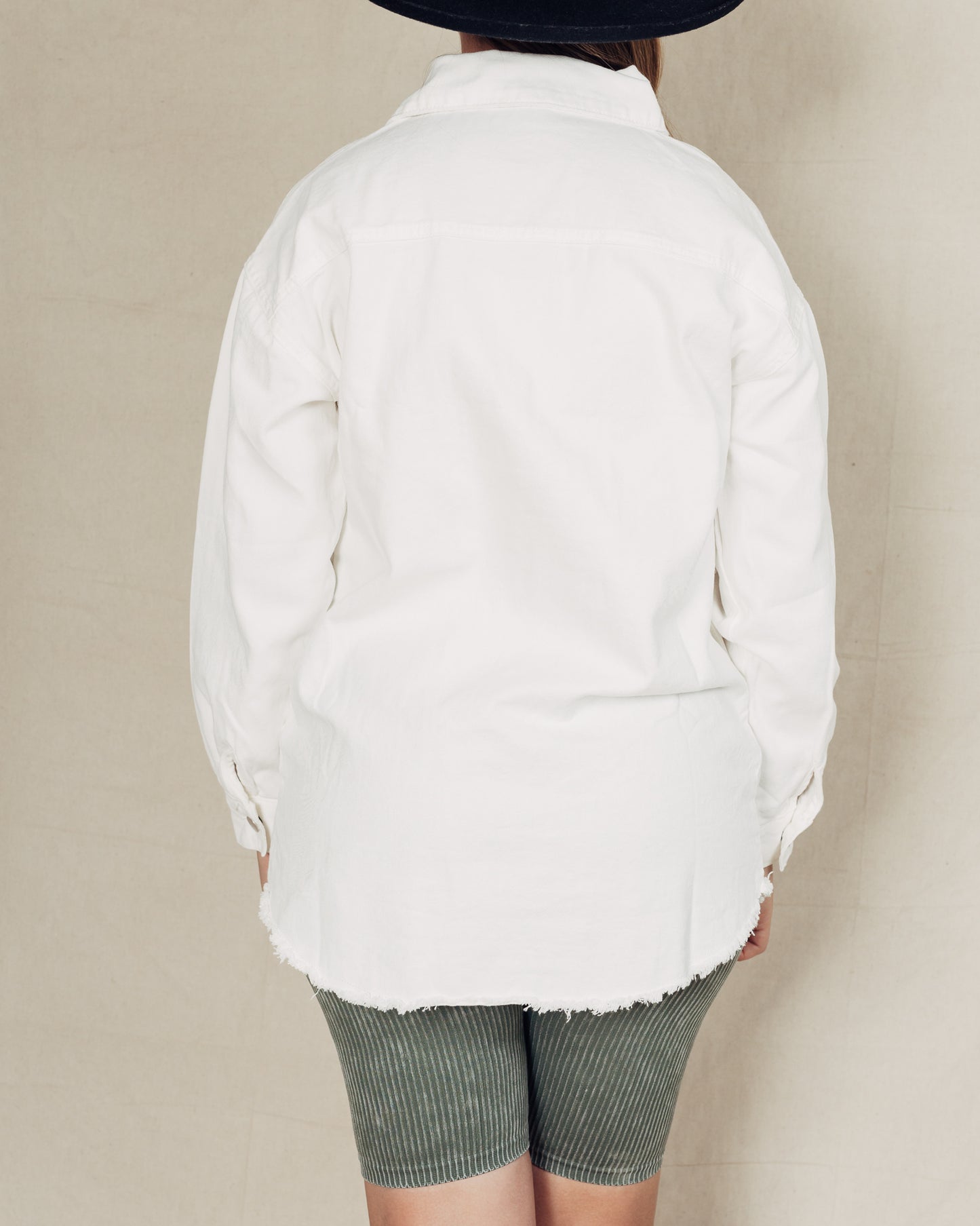 Denim Shacket || White