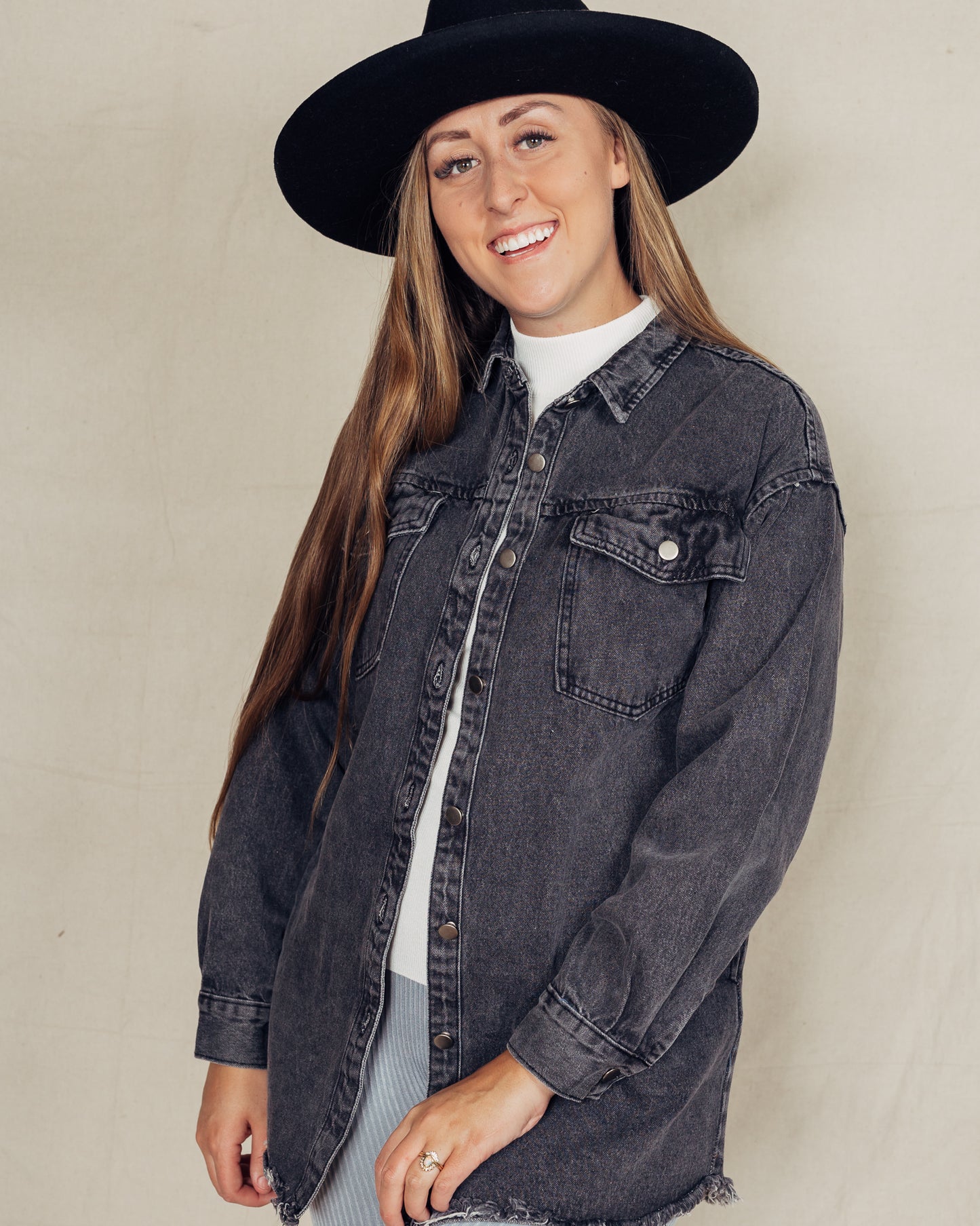 Denim Shacket || Black